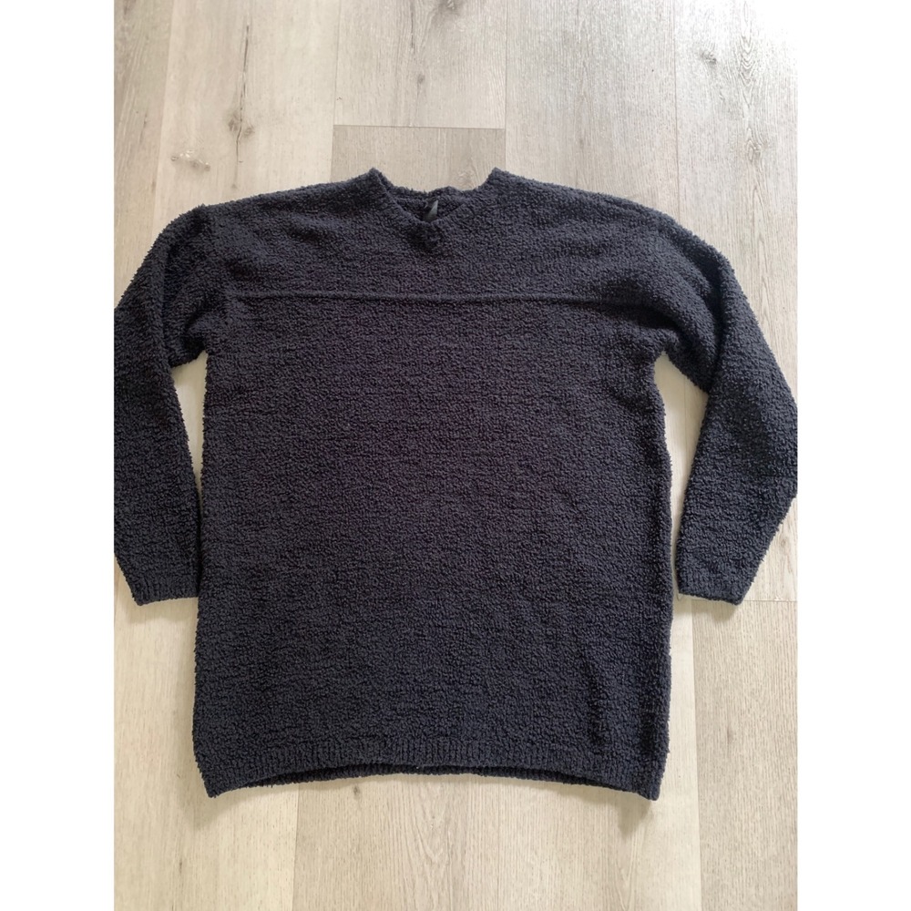 SKIMS Cozy Knit Long Sleeve Pullover Onyx Black Boucle Sweater S/M